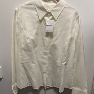 Talbots White Textured Button Up